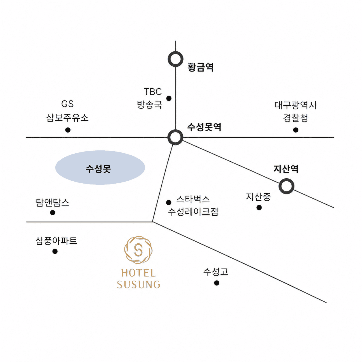 호텔수성 수성스퀘어 약도